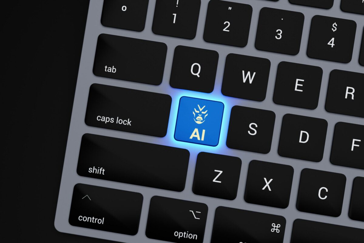 a-close-up-of-a-keyboard-with-a-blue-button